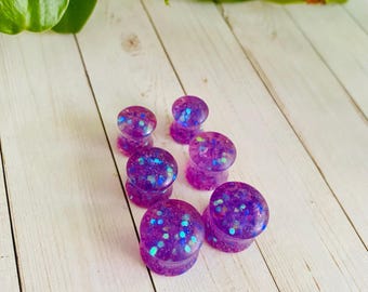 Purple Sparkle Gauge Plug Earrings