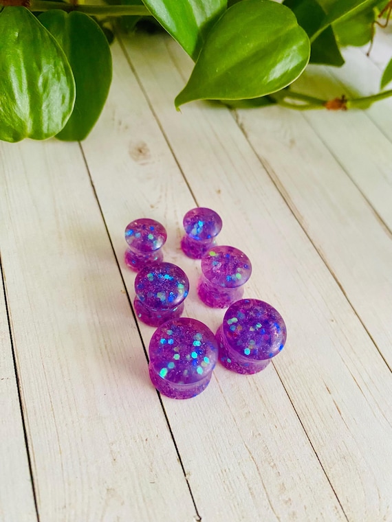 Purple Sparkle Gauge Plug Earrings