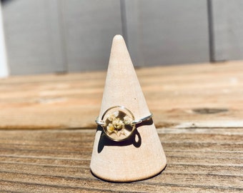 White Wildflower Minimalist Ring