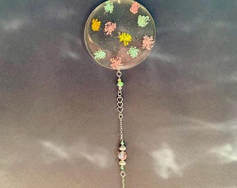 Clear Gold Flower Resin Sun Catcher
