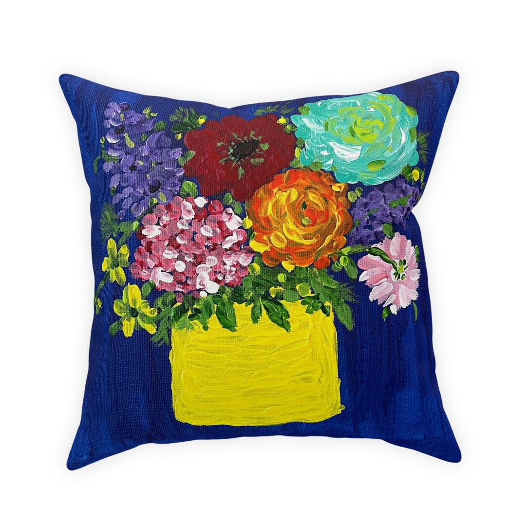 Flowers in Yellow Vase Pillow Collection Floral Pillows Home Etsy
