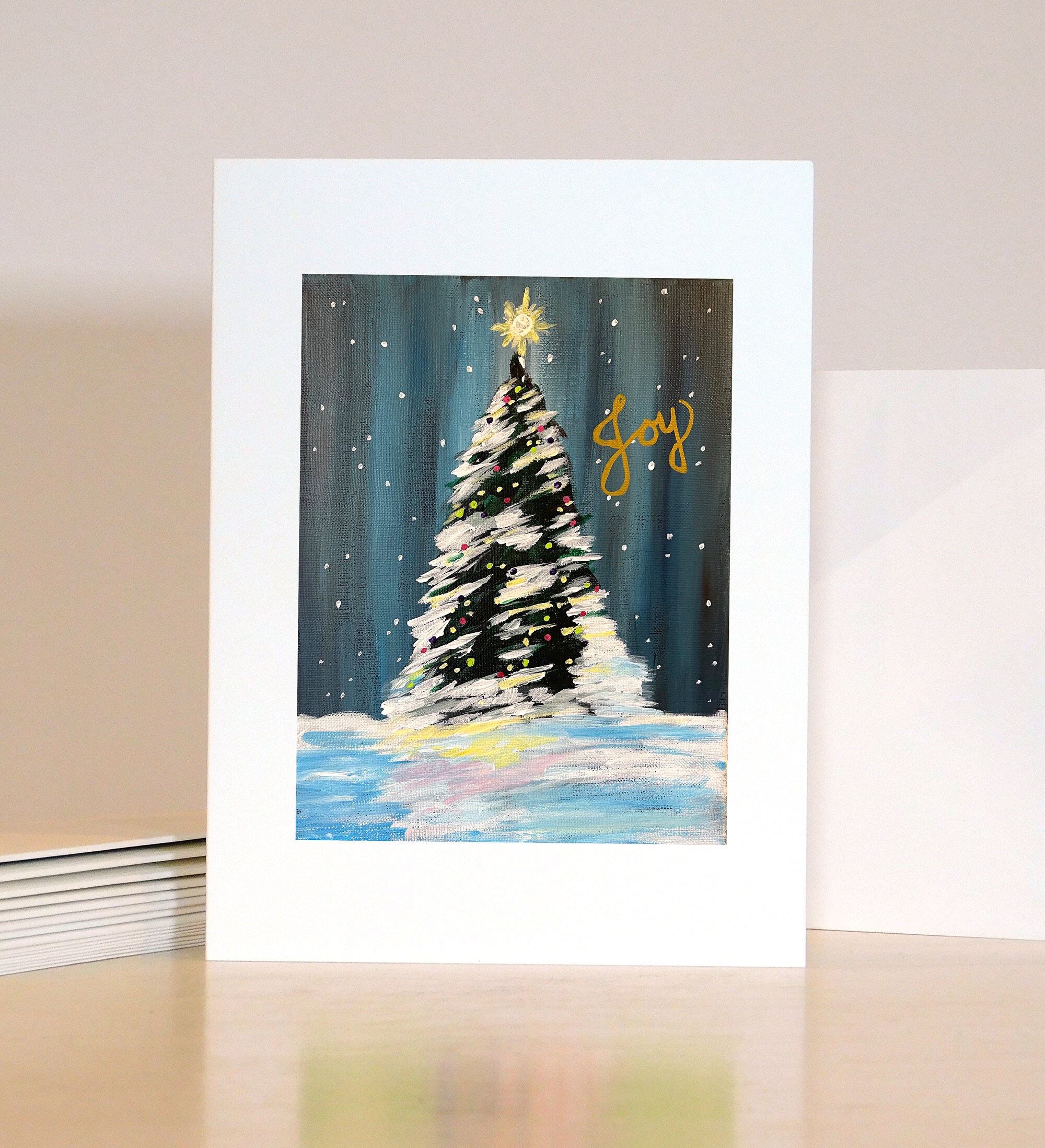 Christmas Tree Joy In Snow Etsy