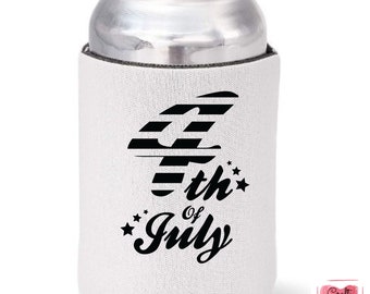 4th Of July 2 Can Cooler | Can Holder | Can Huggie | Independence Day | America | Freedom | Patriotic | Camping Gear | Summer