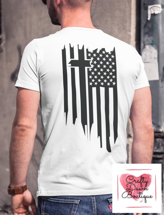 Usa Patriotic T Shirt American Flag Cross Religious Gift Tee Usa Patriotic T Shirt American Flag Cross Religious Gift Tee