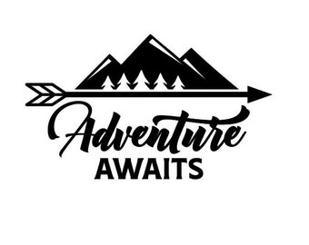 Adventure Awaits Decal | Vinyl Sticker | Adventure | Travel | Car Decal | Vinyl Quote | Travel
