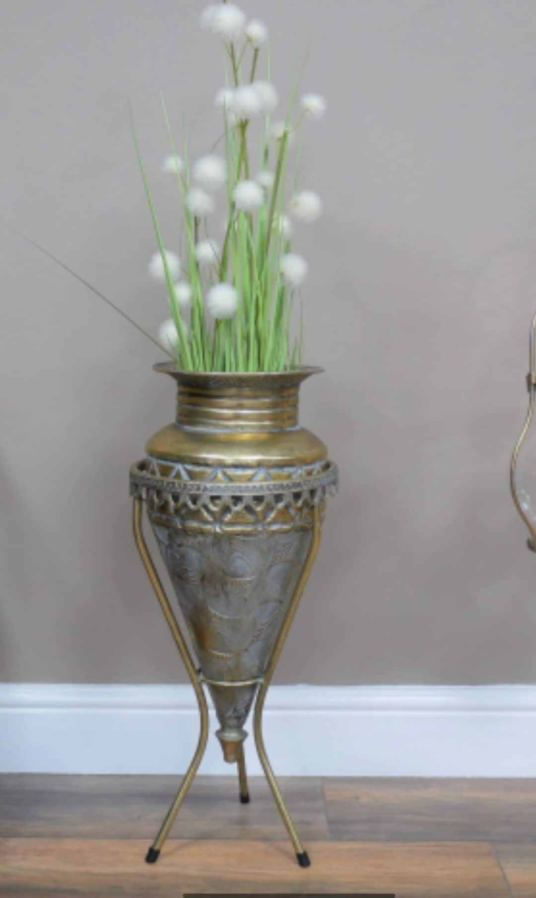 Antique Gold Vase Floor Standing Large Indoor Vase Planter Etsy
