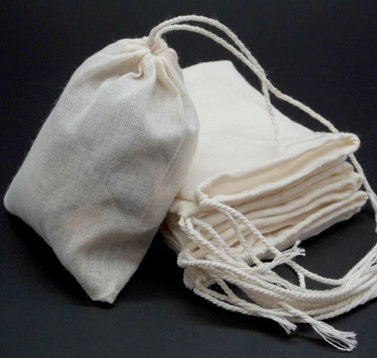 Lot de 5 Sachets Thé en Coton Lavables et Réutilisables.