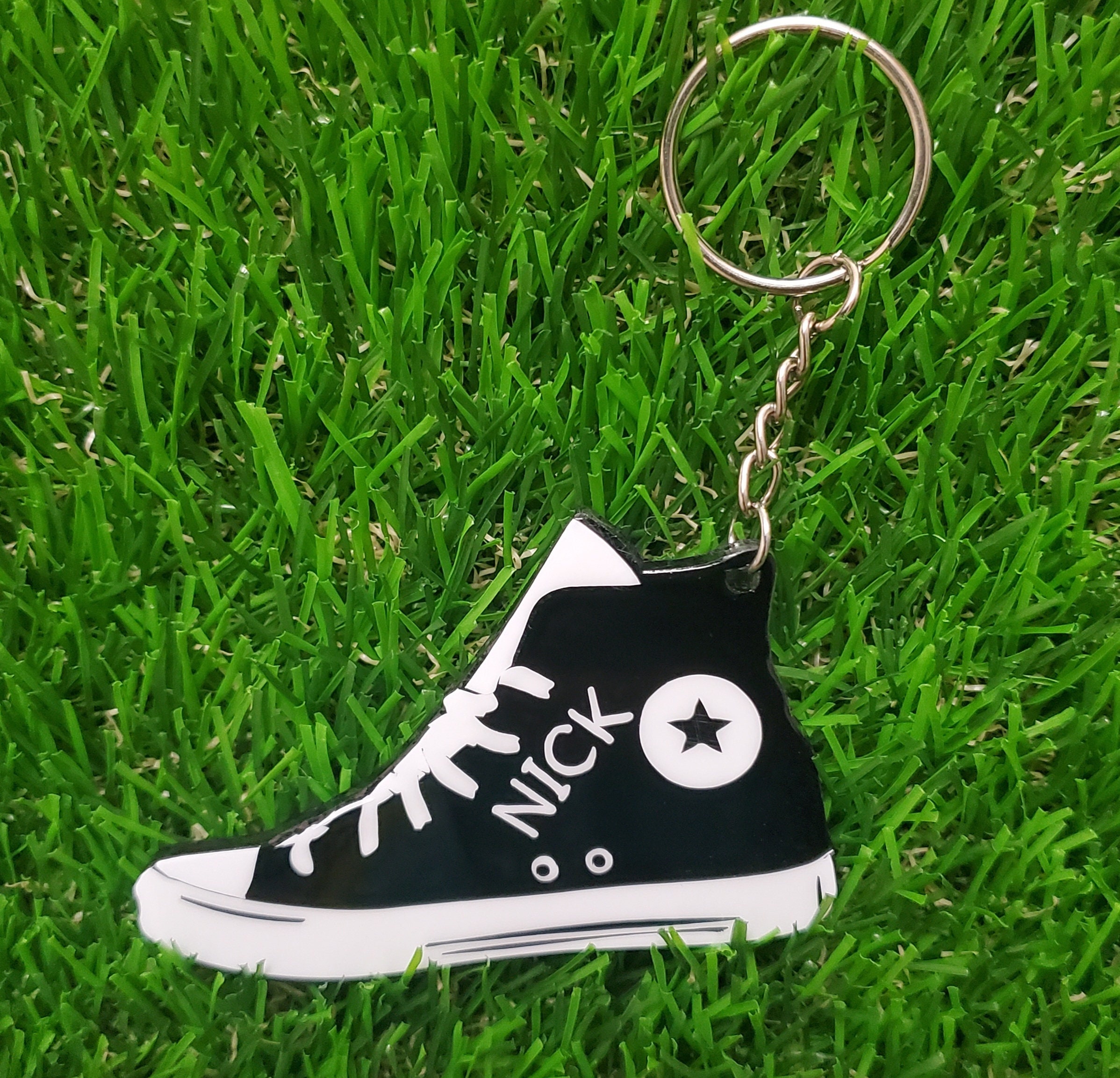 HanginthereByLulu Personalized Converse Keychain High Top Shoe Keychain Sneaker Keychain Boys Gift Boys Keychain Men Gift Men Keychain Gift for Boys