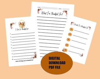 What I&#39;m Thankful For 3 Page Digital Download Printable Page, For Thanksgiving School Activities! Printable Thanksgiving Activity Page.