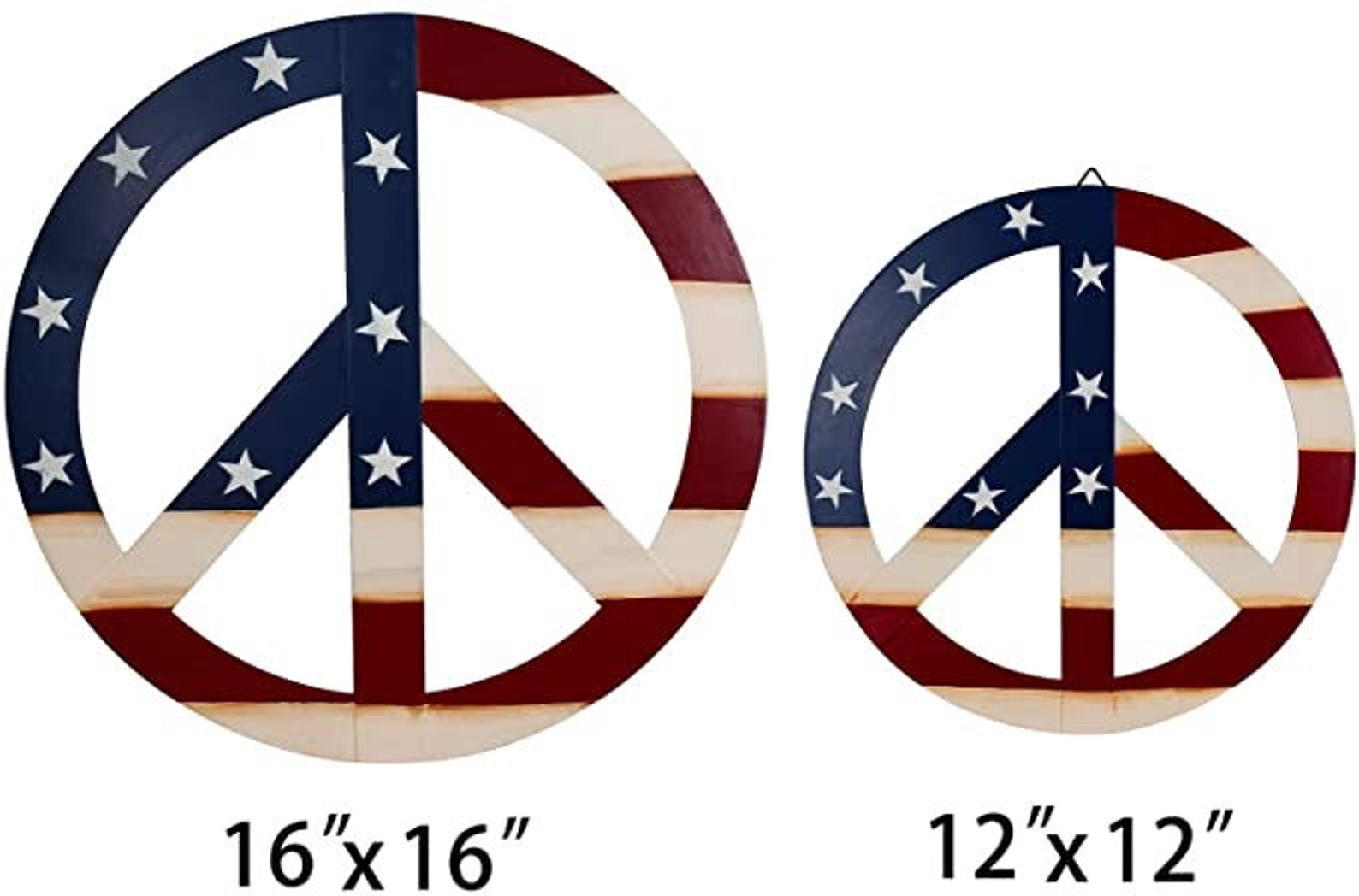 Metal Peace Sign Red Hanging Ornament Rustic Wall Art Hippie Etsy