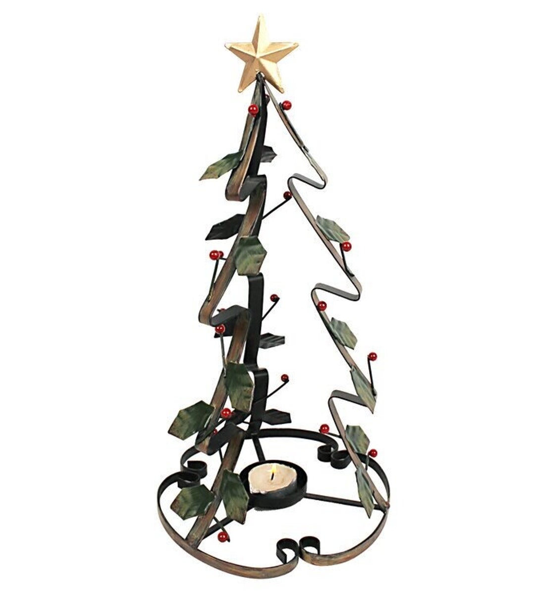 Metal Christmas Tree Tea Light Candle Holder Rustic Etsy