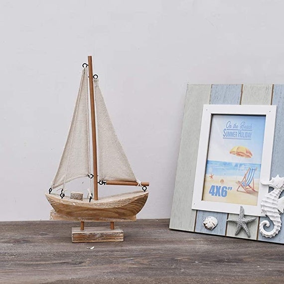 Wooden Sailboat Decor, Handcrafted Vintage Nautical Decor Sailing