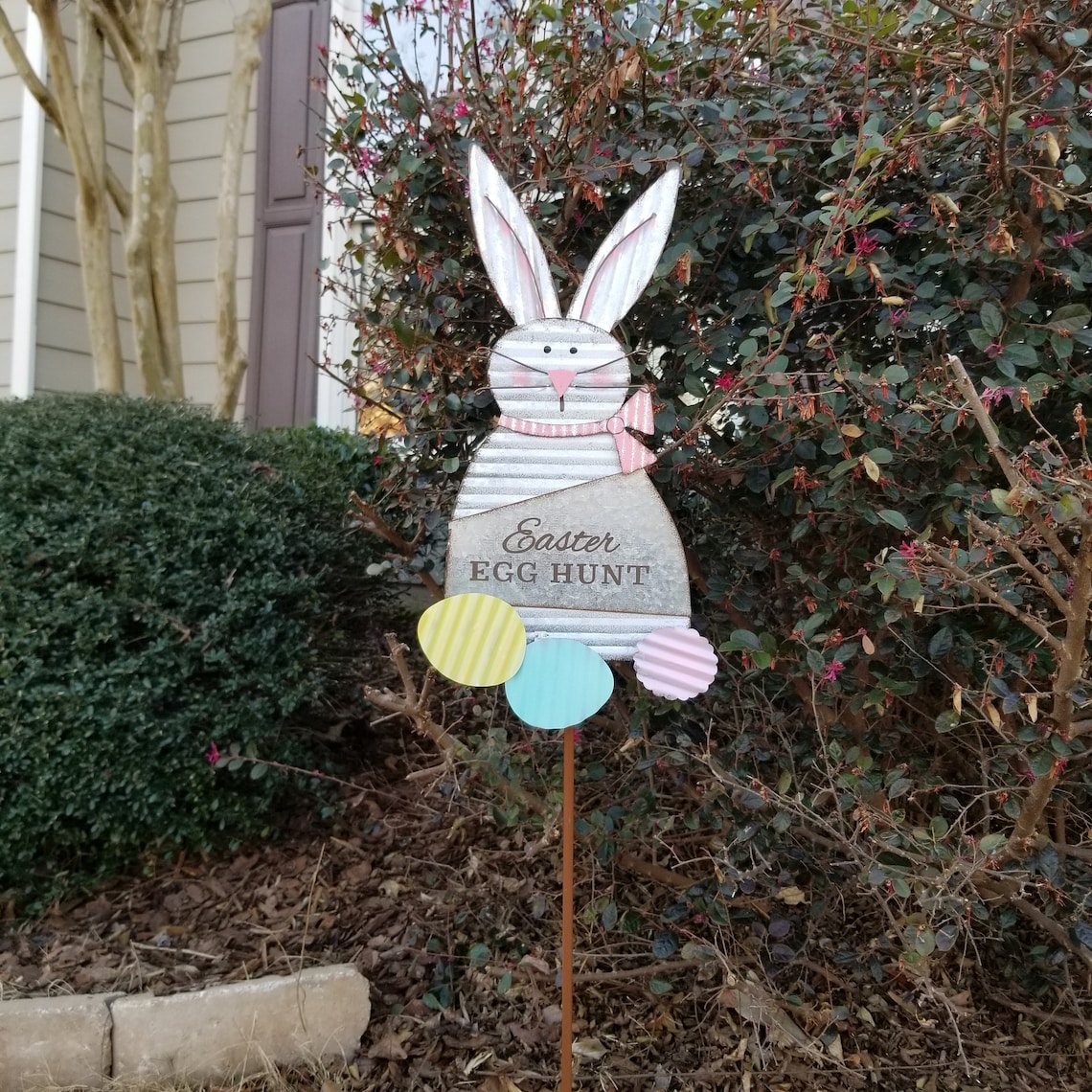 Easter Bunny Yard Stake Outdoor Metal Easter Bunny Garden Etsy