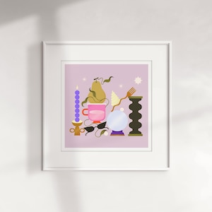 Illustration - Carte - Mini affiche illustrée "Bric à brac" format carré - Nature morte