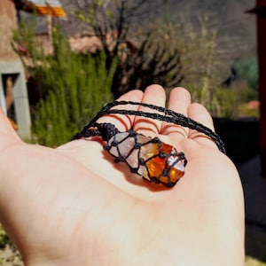 Raw Citrine Necklace | Macrame Crystal Necklace with natural Gemstone | Handmade, woven Crystal Necklace |Wrapped Boho Necklace / Pendant