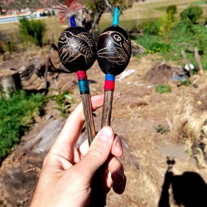 Small Head Seed Rattle / Shaker / Maracas / Shipibo Rattle from Peru / Ceremonial Rattle / Maracas / Shaman Rattle / Handmade Gifts