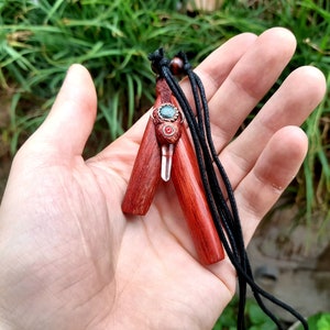 Handmade Kuripe Necklace | Self applicator for sacred shamanic snuff (Japé, Rapeh, Hape, Rapee) | Wooden Kuripe Pipe