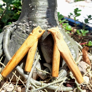 Palo Santo Wood Kuripe Pipe | Engraved Eagle/Jaguar Kuripe | Shamanic Kuripe Pipe | Hape/Rapeh Kuripe | Self Applicator | Wooden Kuripe
