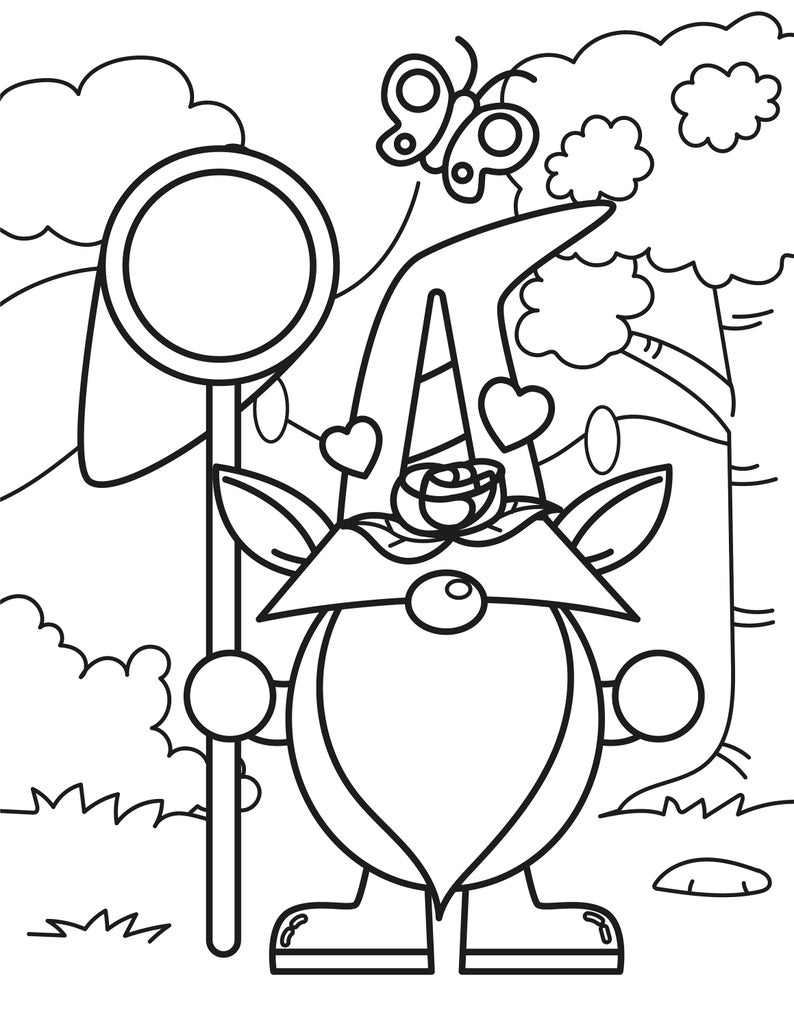 10 Printable Gnome Coloring Pages - Etsy