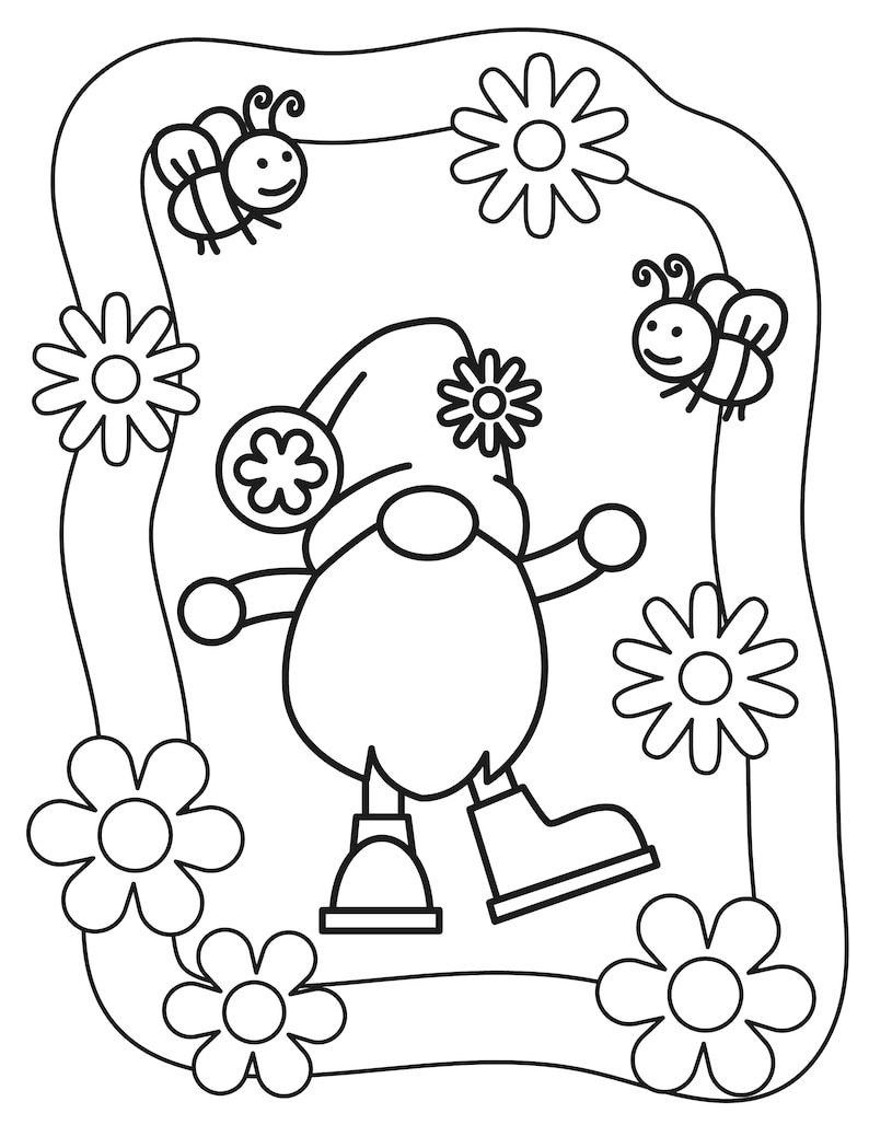10 Printable Gnome Coloring Pages Etsy