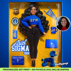 Personalisierte Sorority Spirit Doll Druck: Benutzerdefinierte griechische Geschenk (Digitaler Download)