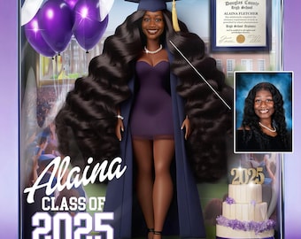 Class of 2025 Custom Doll Print in Your Likeness, Graduation Gift, Fashion Doll, Personalized Gift, 3D Doll Portrait, Digital Download