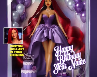Custom Birthday Doll Print in Your Likeness, Fashion Doll, Personalized Gift, 3D Doll Portrait, Birthday Gift, Digital Download
