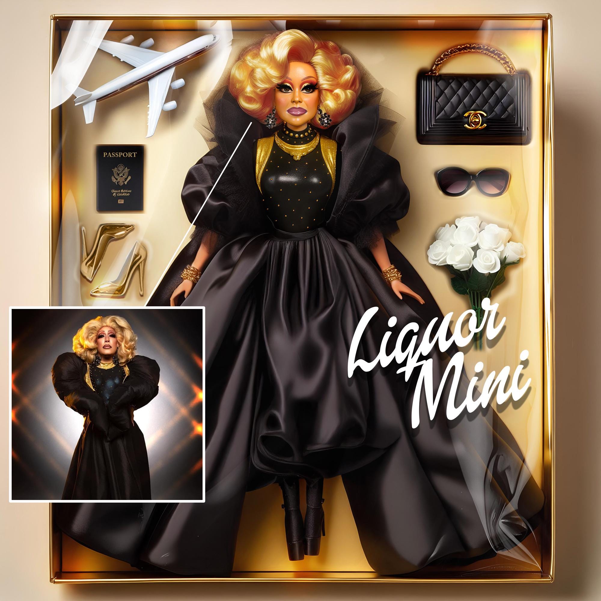 Custom Drag Queen Doll Print in Your Likeness, Fashion Doll, Personalized Gift, 3D Doll Portrait, Digital Download