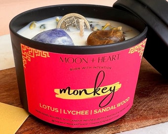 Monkey Zodiac Candle: Lotus, Lychee, Sandalwood Scented