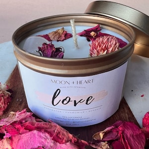 LOVE Intention Candle | Crystal Infused Candle | Manifestation Candle | Homemade candles