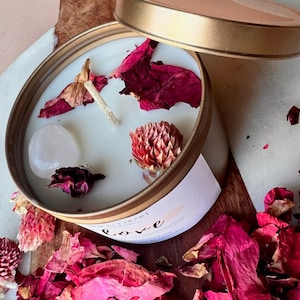 Intention Candle for LOVE | Crystal Infused Candle | Manifestation Candle | Homemade candles