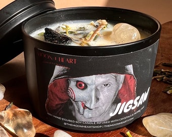 JIGSAW Movie Halloween Candle,  Intention Candle, Spooky season gift, Horror Candles, Scary movie Lover