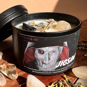 JIGSAW Movie Halloween Candle,  Intention Candle, Spooky season gift, Horror Candles, Scary movie Lover