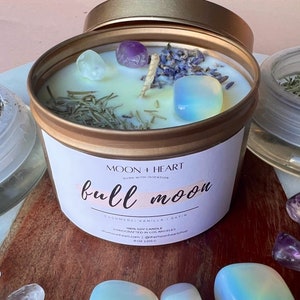 FULL MOON Candles | Intention Candle | Homemade candles | Manifestation Candle | Crystal Infused Candle