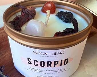 Scorpio Zodiac Candle: Crystals Infused, Pumpkin Spice Scent