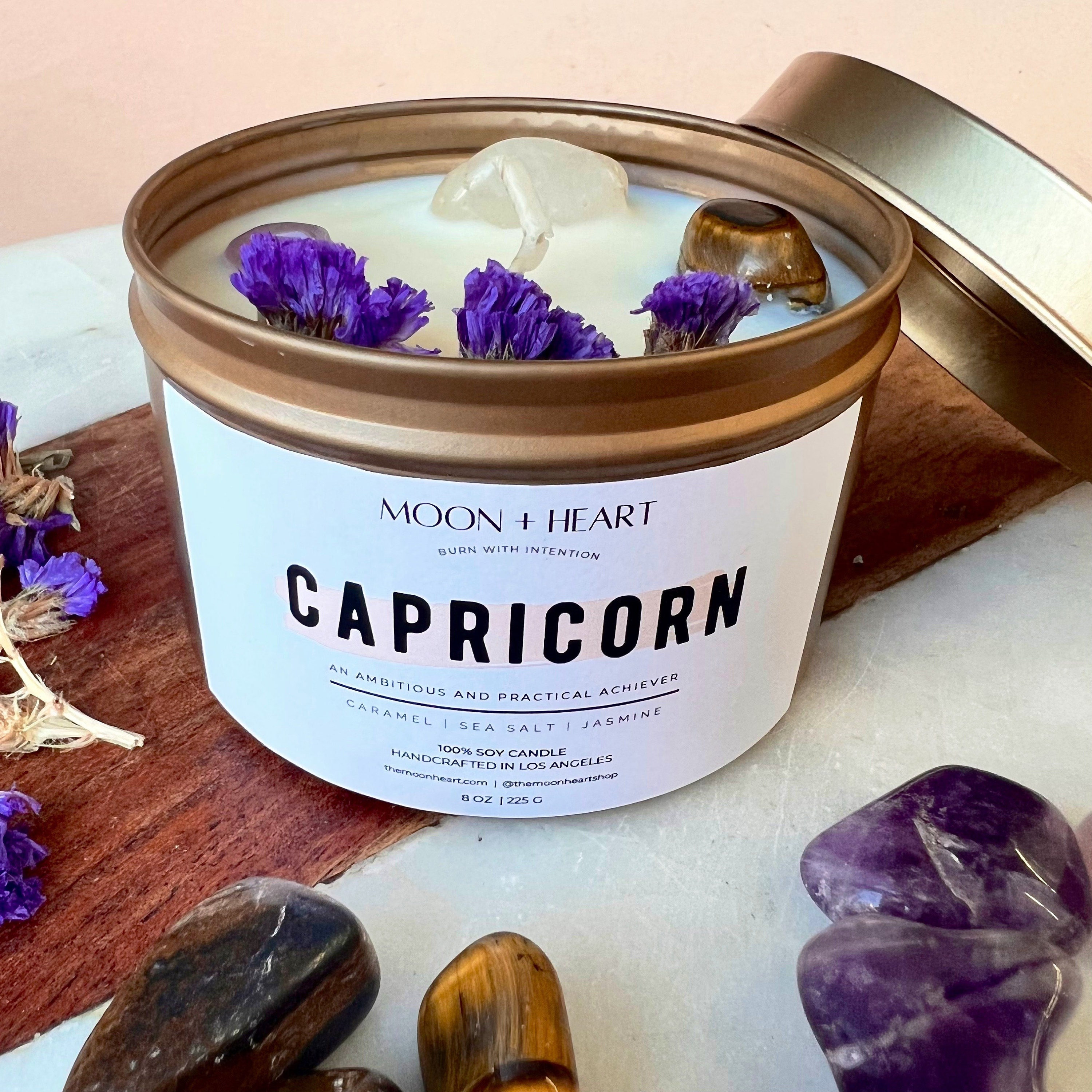 Capricorn Zodiac Candle Crystal Infused Intention Candle