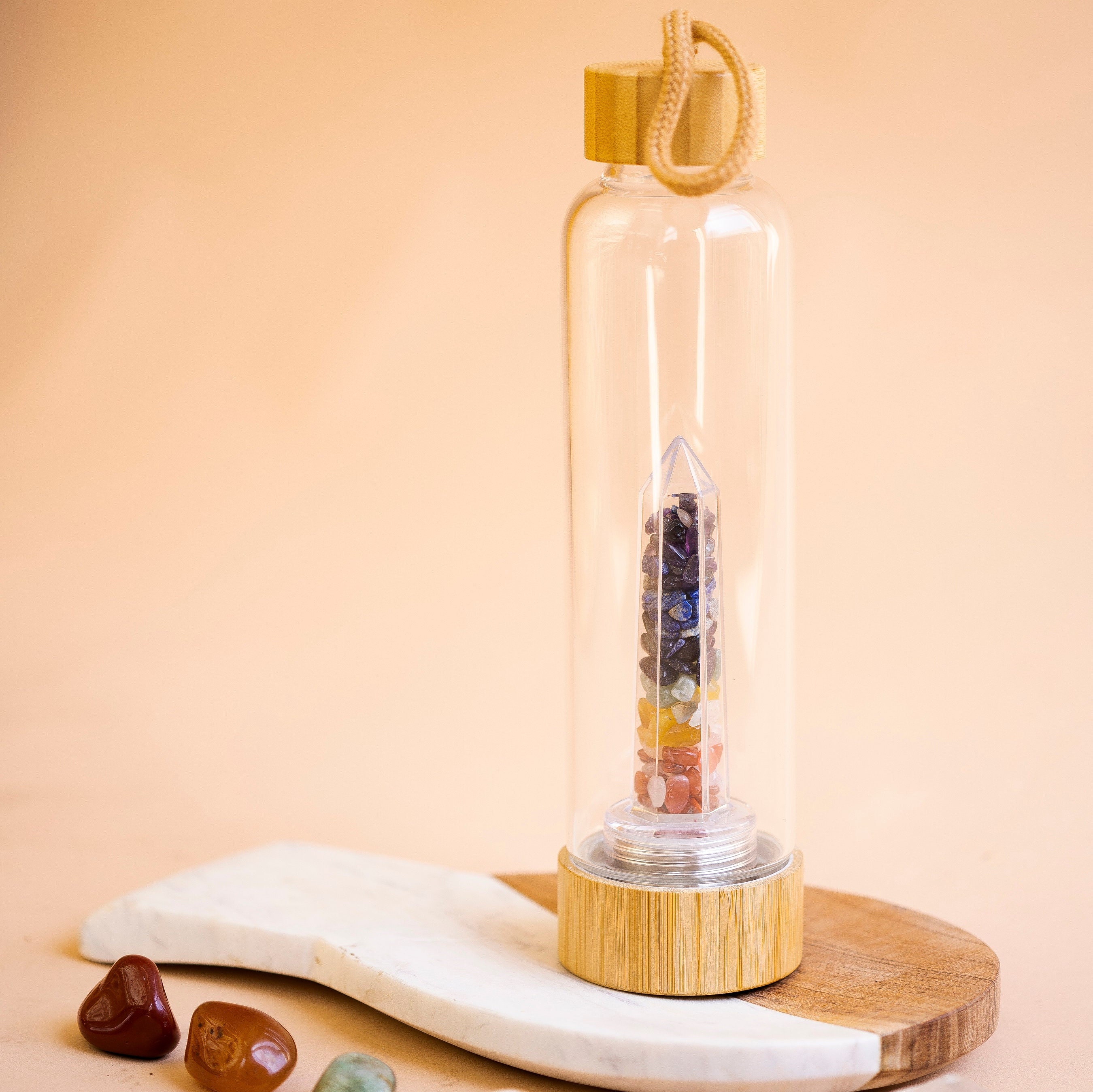 Tumbled Gemstone Infused Glass Water Bottles – Well Done Goods, by  Cyberoptix