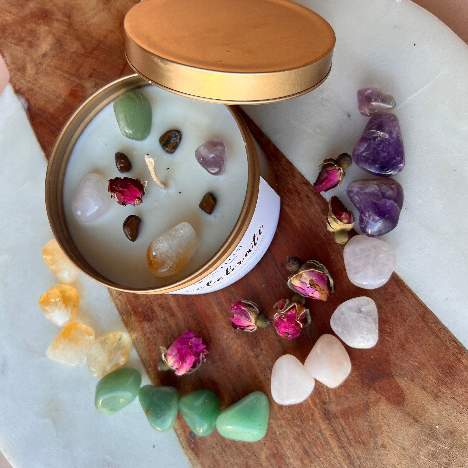 Intention Candle for BIRTHDAYS Crystal Infused Candle Etsy