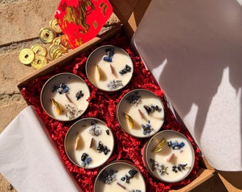 4oz 2025 Tet Year of the HORSE candle| Vietnamese New Year | Intention Candle | Manifestation Candle w/ lavender, Sodalite, black obsidian