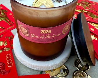 Vela de intención del Año del Caballo: Aventurina, Cornalina, Feng Shui