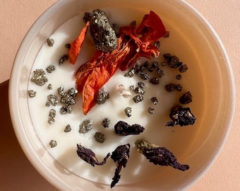 Intention Candle for SUCCESS with Pyrite stones | Homemade candles | Manifestation Candle