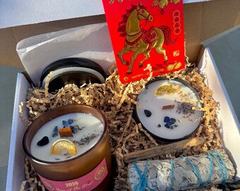 Year of the Horse 2026 Gift Box: Crystal Infused Soy Candle Set