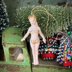 Vintage pixie fairy ornament miniature porcelain nymph elf 3.5 inch