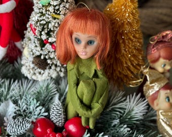 Vintage Kamar knee hugger Christmas shelf sitter pixie doll