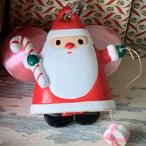 Vintage Santa bell ornament 60s retro ceramic Christmas decoration figurine