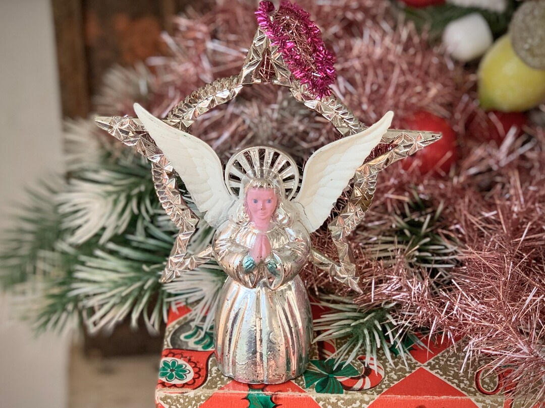 Vintage Plastic Angel Ornament Retro Small Silver Christmas Etsy