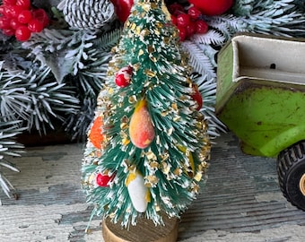 Vintage Bottle Brush Christmas Tree Japan Fruit Miniature