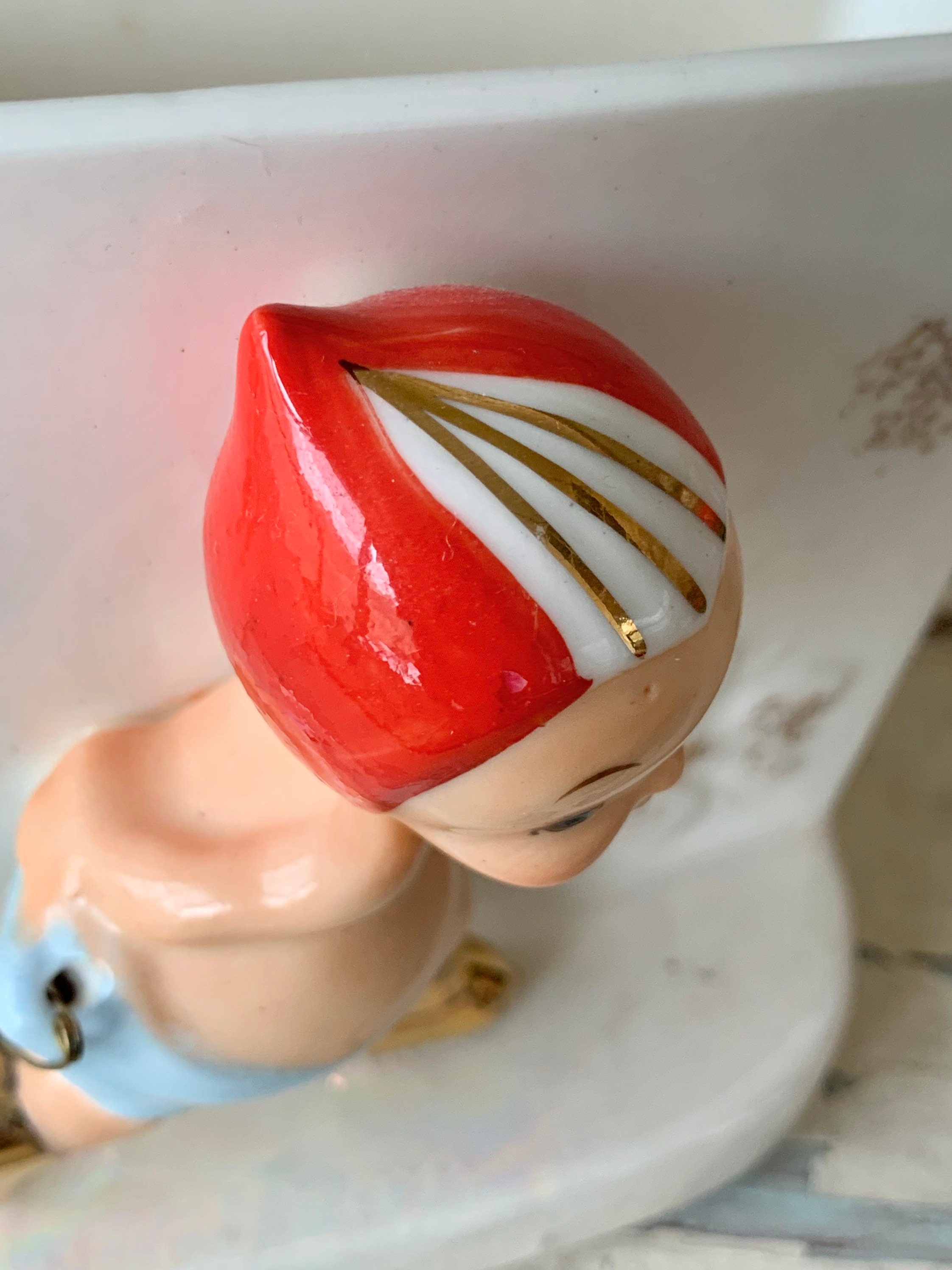 Vintage Ice Skater Planter Small Retro Napco Ceramic