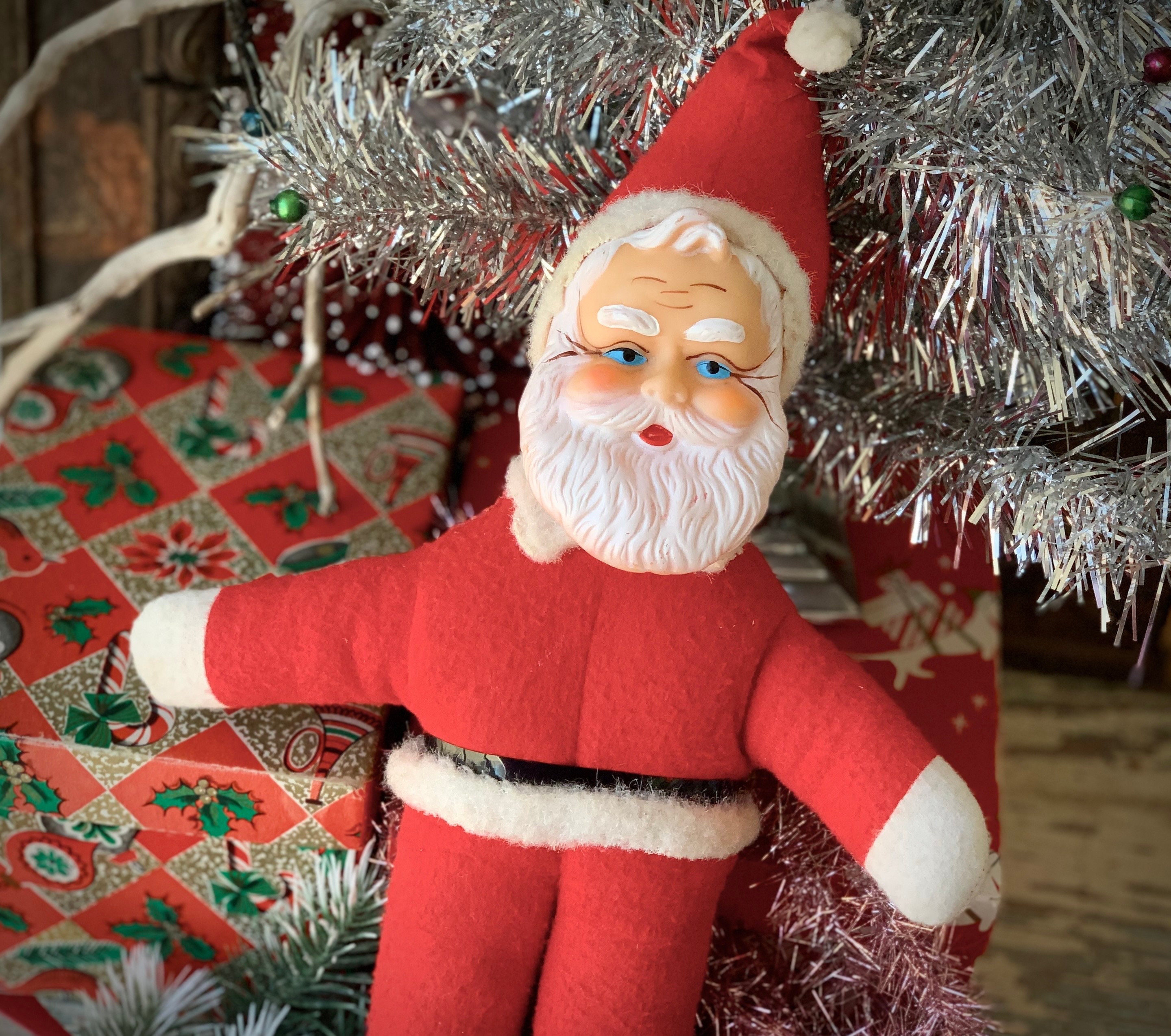 Vintage Rubber Face Santa Doll Small Retro Stuffed Baby Santa