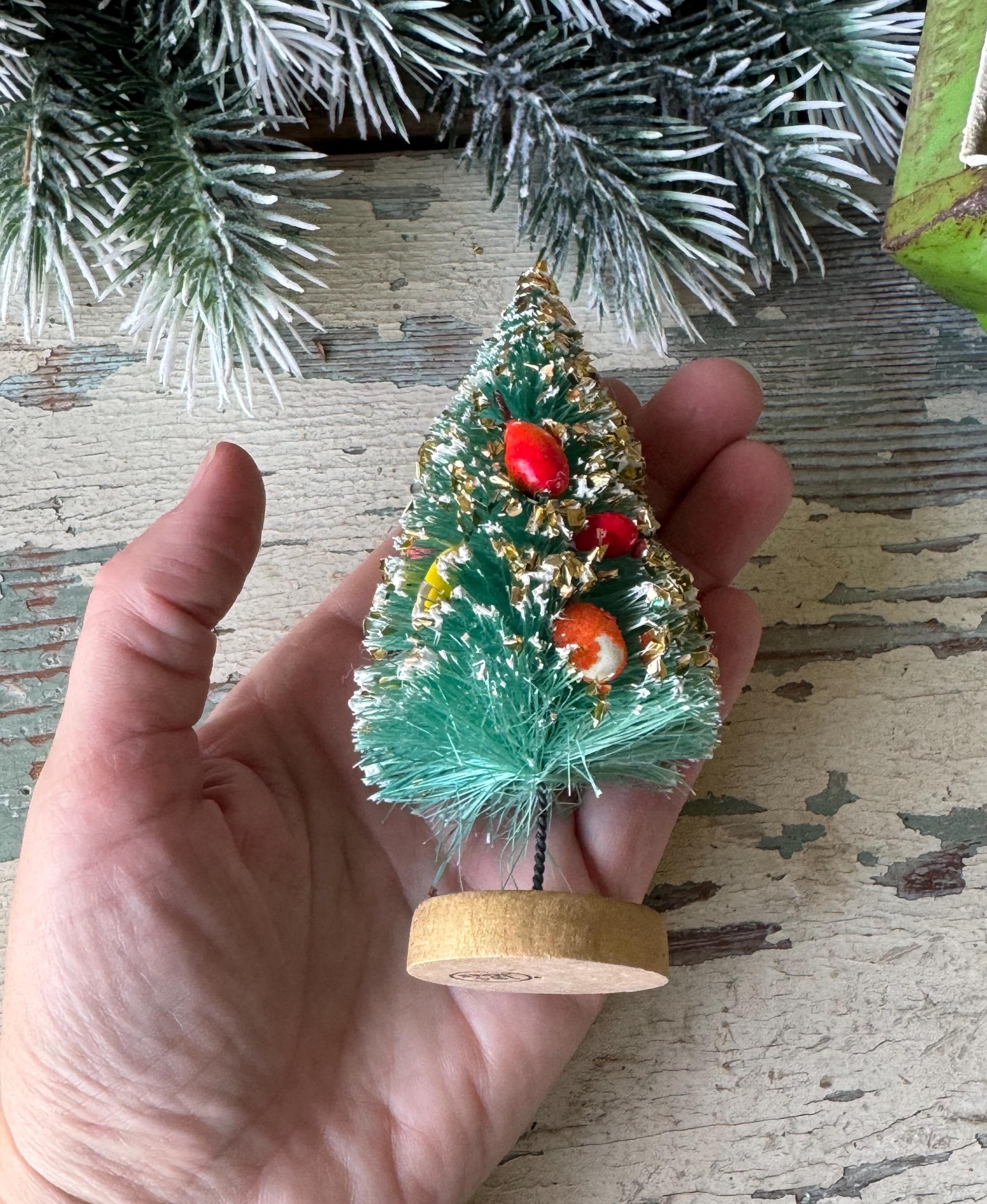 Vintage Bottle Brush Christmas Tree Japan Fruit Miniature